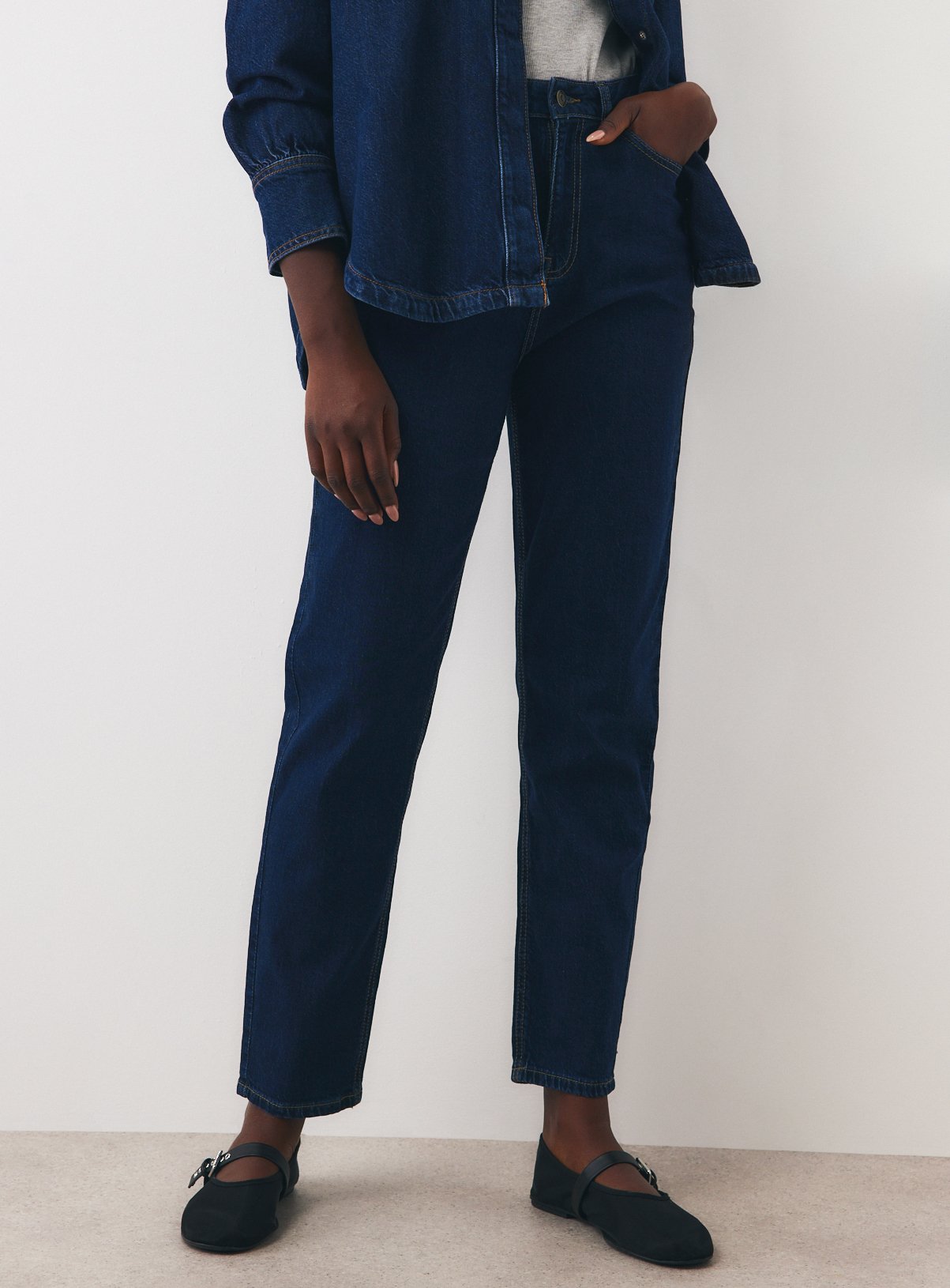 Dark Denim Cotton Blend Mom Jeans 10R - Image 2 thumbnail